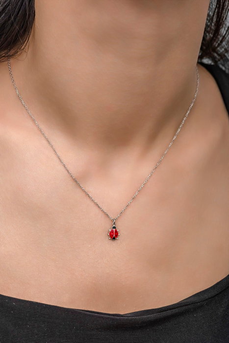 Heliophilia Silver Collar de Plata de Ley 925 con Piedra de Esmalte